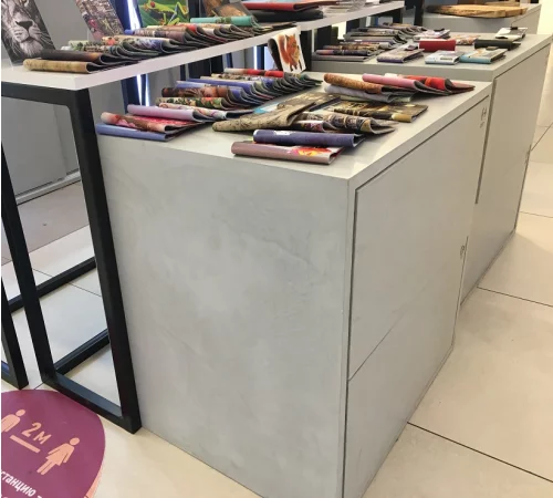 Отделка микроцементом мебели