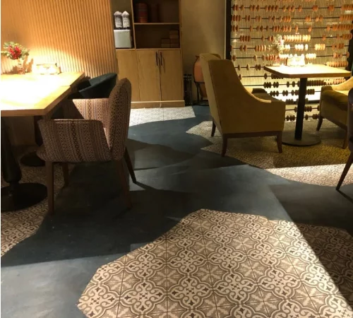 Пол из микроцемента в ресторане Цони Мацони Иваново